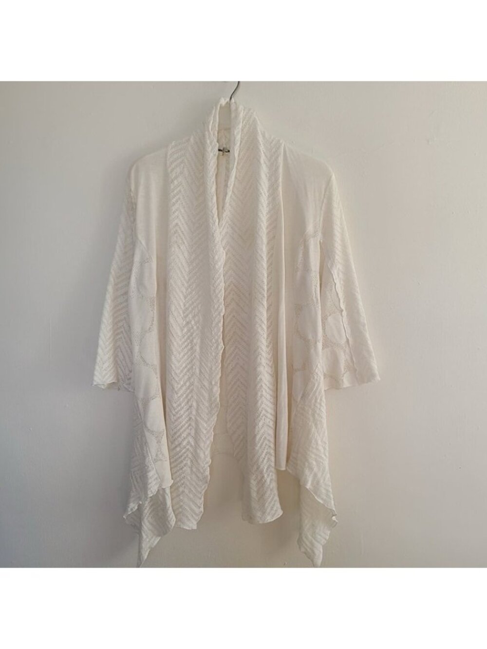 TEMPO PARIS Women’s Boho Lace Open Front Cardigan Size L White